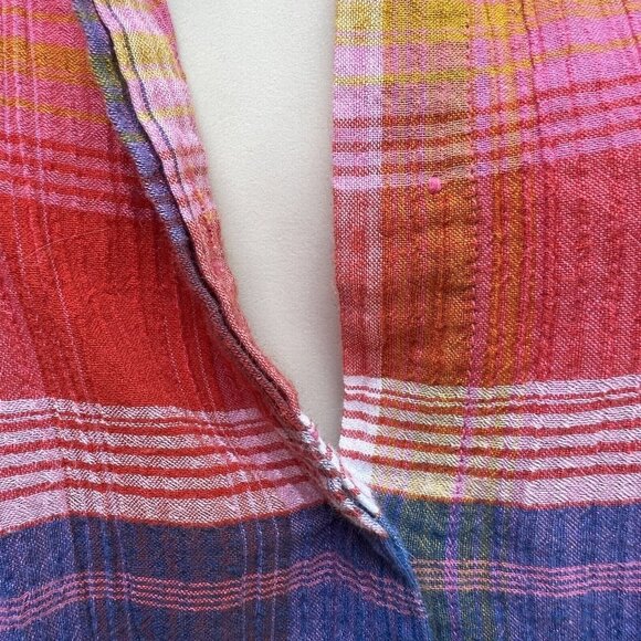 Soft Surroundings Petite XL Plaid Shirt Button Smocked Collared Top - Picture 7 of 10